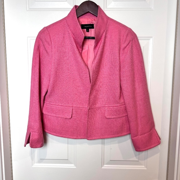 Talbots The Jackie Fit Hot Pink Tweedy Blazer Size 4 - Picture 2 of 10